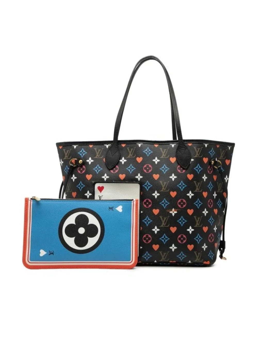 Louis Vuitton Game on Monogram Neverfull MM Tote Shoulder Bag Black Multicolor